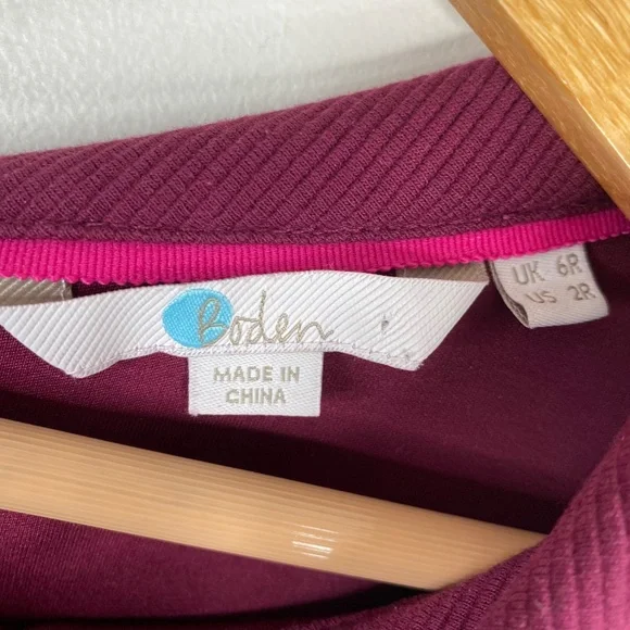 Boden Violet Ottoman Dress 2 Ruby Red Ribbed Midi Collar Classic Preppy Twee - Picture 6 of 11